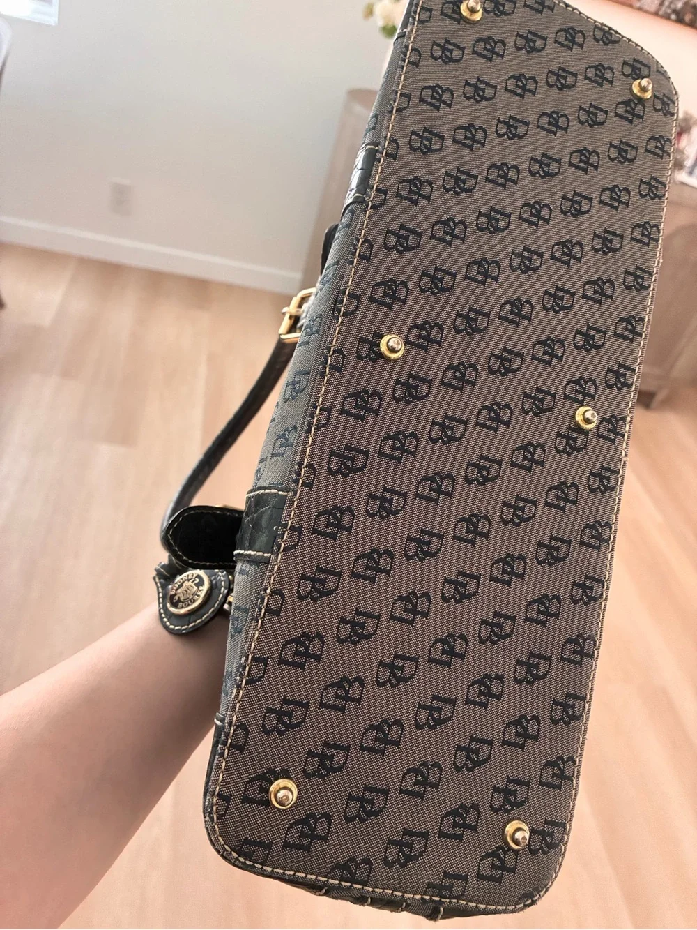 Dooney & Bourke Black and Gray Signature Satchel